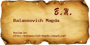 Balassovich Magda névjegykártya